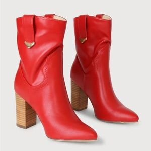Lulu’s Taryne Red Pointed-Toe Boots